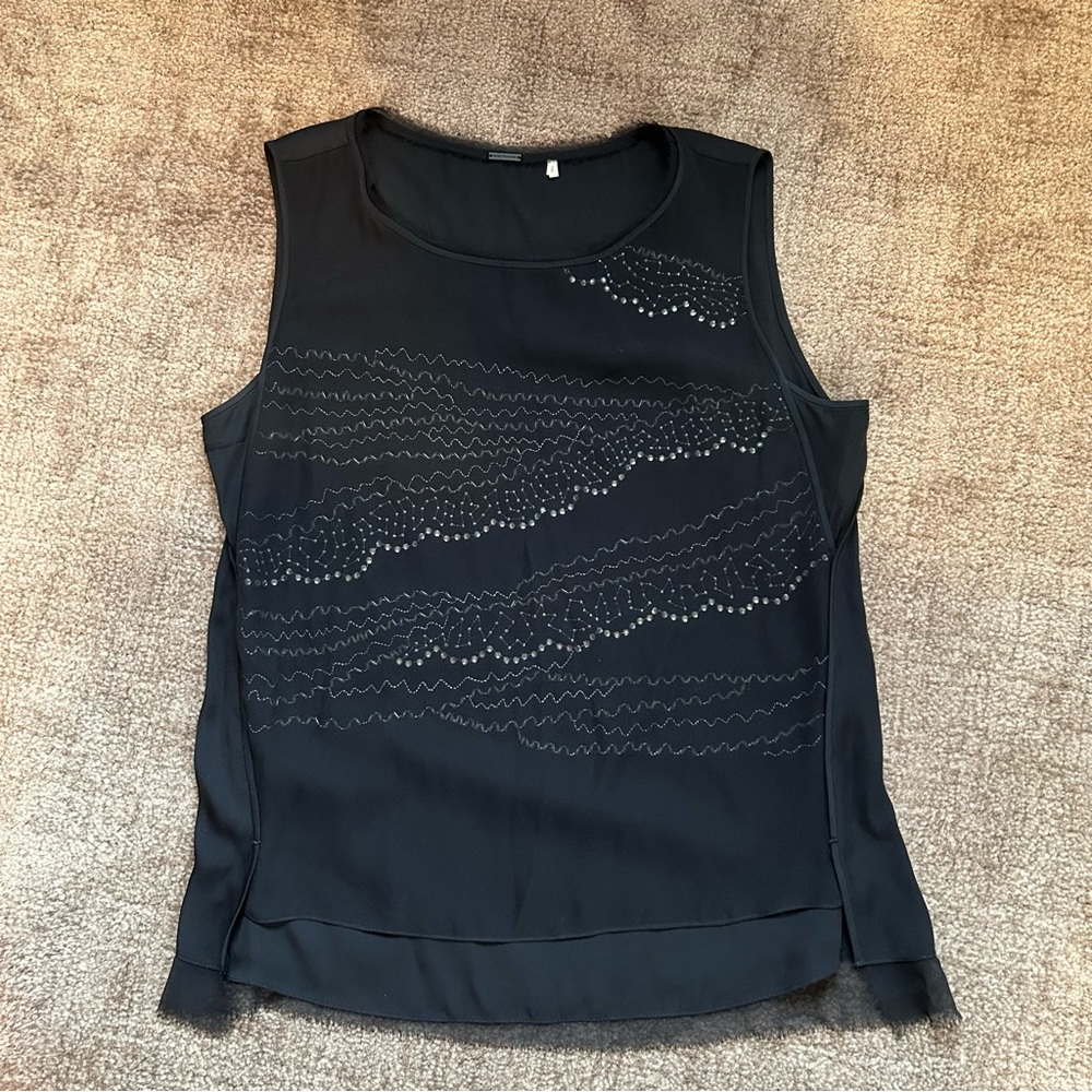 Elie Tahari Midnight Black Embellished Tank
